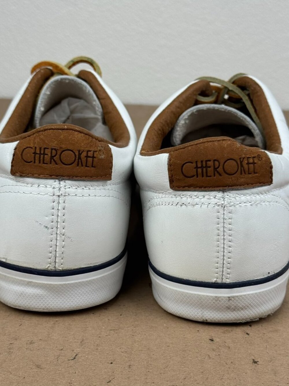 Vintage Cherokee Leather Sneakers Men's 13 White Low Top Made in Korea - Picture 7 of 11